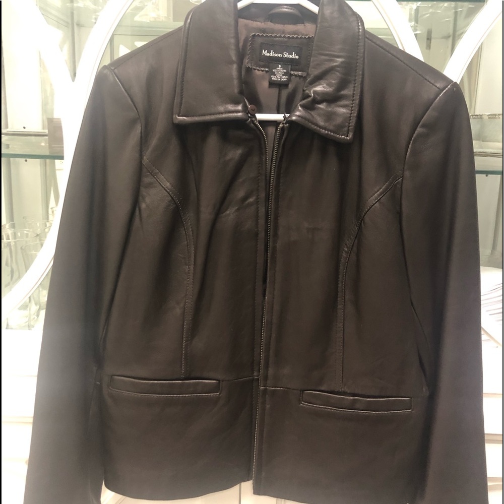 Brown leather jacket
